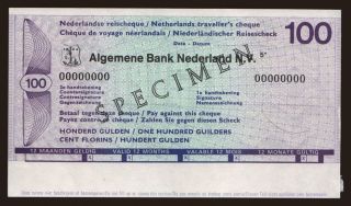 Travellers cheque, Algemene Bank Nederland, 100 gulden, specimen