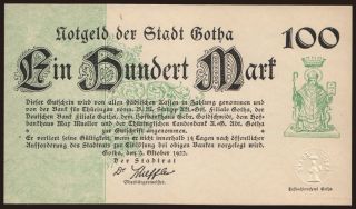 Gotha/ Stadt, 100 Mark, 1922