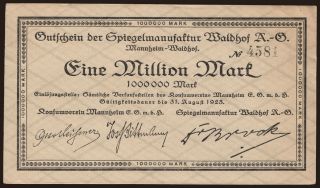 Mannheim-Waldhof/ Konsumverein Mannheim und Spiegelmaufaktur Waldhof, 1.000.000 Mark, 1923
