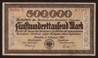 Dresden, 500.000 Mark, 1923, Hakenmaander