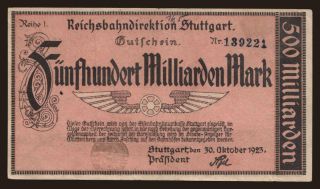 Suttgart, 500.000.000.000 Mark, 1923