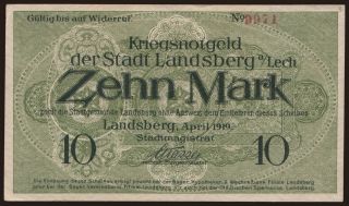 Landsberg a. Lech/ Stadt, 10 Mark, 1919