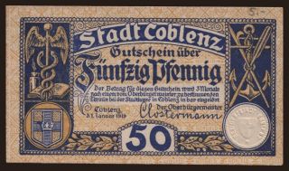 Coblenz, 50 Pfennig, 1919