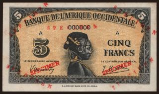 5 francs, 1942, SPECIMEN