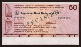 Travellers cheque, Algemene Bank Nederland, 50 gulden, specimen