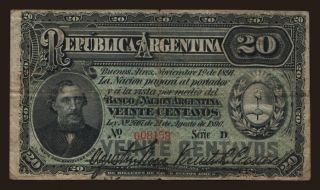 20 centavos, 1891