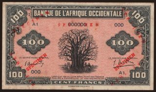 100 francs, 1942, SPECIMEN