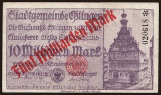 Esslingen/ Stadt, 5.000.000.000 Mark, 1923