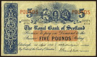 Royal Bank of Scotland, 5 pounds, 1961