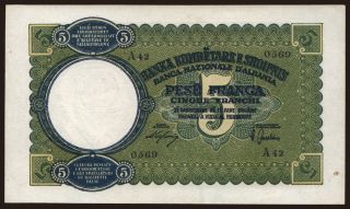 5 franga, 1939