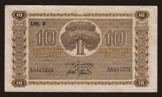 10 markka, 1939, Litt. D