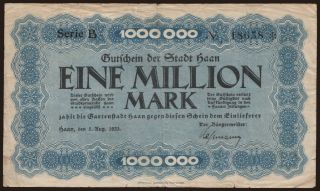 Haan/ Stadt, 1.000.000 Mark, 1923