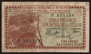 5 francs, 1965
