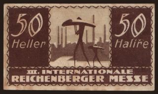 Reichenberg/ III. Internationale Reichenberger Messe, 50 Heller, 1922