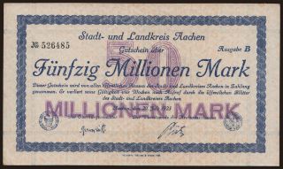 Aachen/ Stadt- und Landkreis, 50.000.000 Mark, 1923