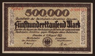 Dresden, 500.000 Mark, 1923, G-S-Muster