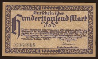 Siegburg/ Kreisverwaltung, 100.000 Mark, 1923