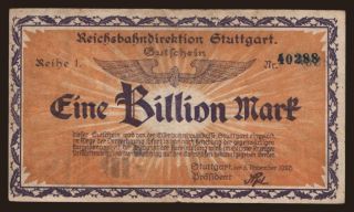 Suttgart, 1.000.000.000.000 Mark, 1923