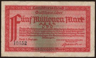 Neuss/ Landkreis Neuss, 5.000.000 Mark, 1923
