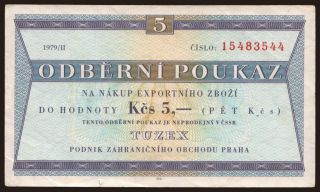 Tuzex, 5 korun, 1979