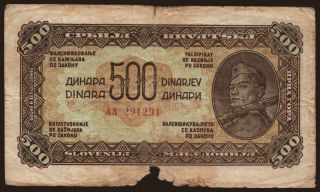 500 dinara, 1944
