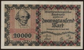 Württembergische Notenbank, 20.000 Mark, 1923