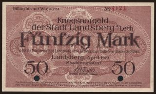 Landsberg a. Lech/ Stadt, 50 Mark, 1919