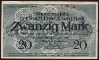 Landsberg a. Lech/ Stadt, 20 Mark, 1919