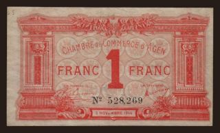 Agen, 1 franc, 1914