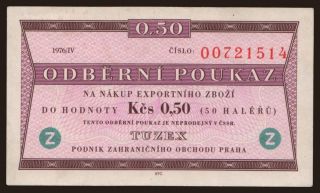 Tuzex, 0.50 korun, 1976