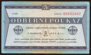 Tuzex, 5 korun, 1989