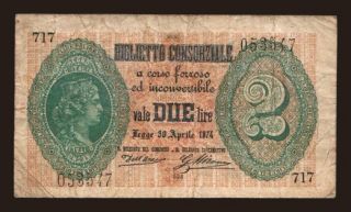 2 lire, 1874