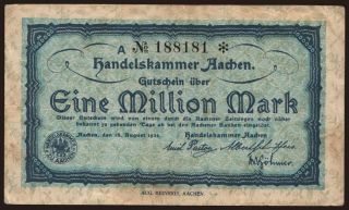 Aachen/ Handelskammer, 1.000.000 Mark, 1923