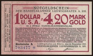 Ludwighshafen/ Handelskammer, 4.2 Mark Gold, 1923