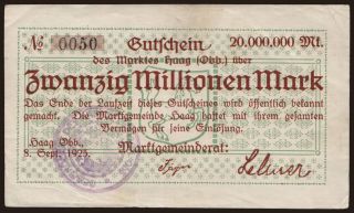 Haag/ Markt, 20.000.000 Mark, 1923