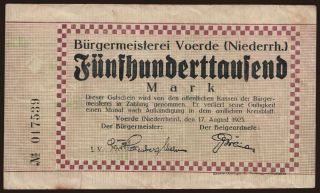 Voerde/ Bürgermeisterei, 500.000 Mark, 1923