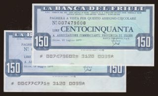 Banca del Friuli, 150 lire, 1977, (2x)