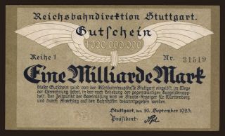 Suttgart, 1.000.000.000 Mark, 1923