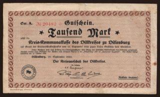 Dillenburg/ Kreisausschuss des Dillkreises, 1000 Mark, 1922