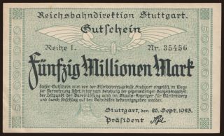 Stuttgart, 50.000.000 Mark, 1923