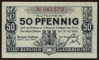 Bergisch Gladbach, 50 pfennig, 1917