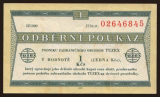 Tuzex, 1 koruna, 1989