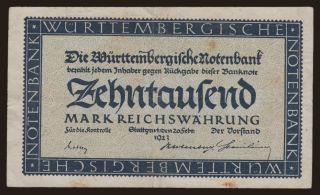 Stuttgart/ Württembergische Notenbank, 10.000 Mark, 1923