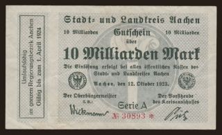 Aachen/ Stadt- und Landkreis, 10.000.000.000 Mark, 1923