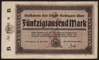 Solingen/ Stadt, 50.000 Mark, 1923