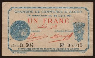 Alger, 1 franc, 1921