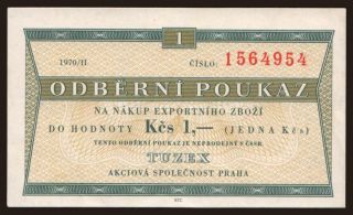 Tuzex, 1 koruna, 1970