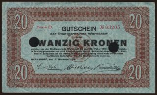 Warnsdorf, 20 Kronen, 1918