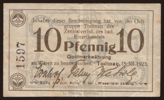 Todtnau/ Zentralverb. des Bad. Einzelhandels OG Todtnau, 10 Pfennig, 1923