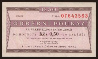 Tuzex, 0.50 korun, 1974